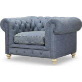 Greenwich Accent Chair in Tufted Blue Denim